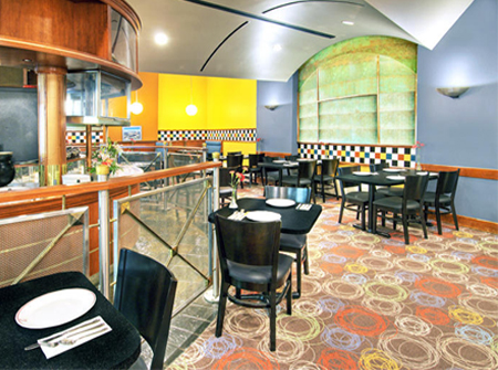 interior of restaurant with carpeted floor
