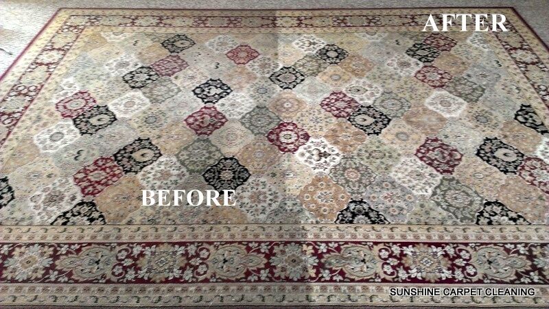 before and after of cleaned area rug