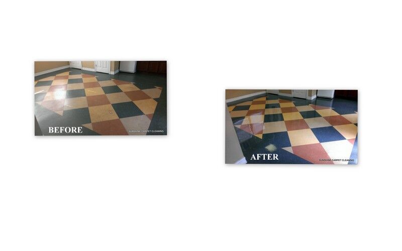 before and after of clean tiled floor