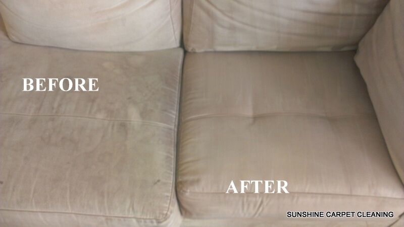 before and after of cleaned upholstery